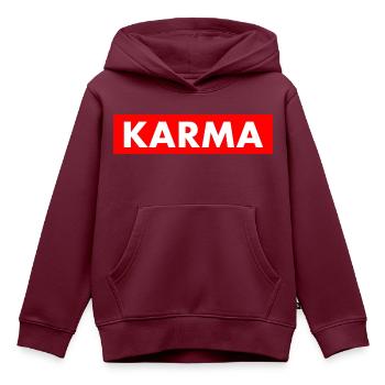 Karma - Kinder Premium Organic Hoodie - Burgunderrot - Vorne - AI Model Kid Female (0cm)