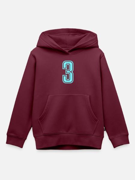 3 - Kinder Premium Organic Hoodie - Burgunderrot