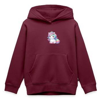 Einhorn Silver - Kinder Premium Organic Hoodie - Burgunderrot - Vorne - AI Model Kid Female (0cm)