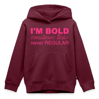 im fett - Kinder Premium Organic Hoodie - Burgunderrot - Vorne - AI Model Kid Female (0cm)