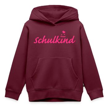 Schulkind - Kinder Premium Organic Hoodie - Burgunderrot - Vorne - AI Model Kid Female (0cm)