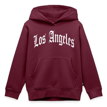 Los Angeles - Kinder Premium Organic Hoodie - Burgunderrot - Vorne - AI Model Kid Female (0cm)