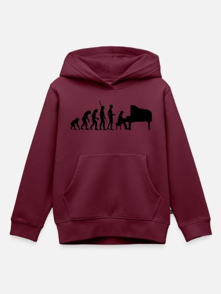evolution_pianist - Kinder Premium Organic Hoodie - Burgunderrot