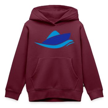 Motorboot - Kinder Premium Organic Hoodie - Burgunderrot - Vorne - AI Model Kid Female (0cm)