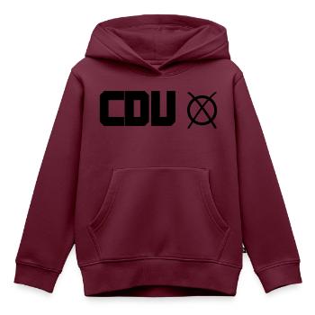 cdu - Kinder Premium Organic Hoodie - Burgunderrot - Vorne - AI Model Kid Female (0cm)