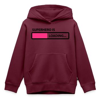 superhero is loading - Kinder Premium Organic Hoodie - Burgunderrot - Vorne - AI Model Kid Female (0cm)