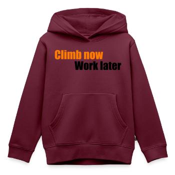 klettern - Kinder Premium Organic Hoodie - Burgunderrot - Vorne - AI Model Kid Female (0cm)