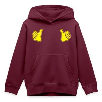 Daumen hoch - dieser Typ - thumbs up - Kinder Premium Organic Hoodie - Burgunderrot - Vorne - AI Model Kid Female (0cm)