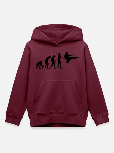 Evolution des Menschen - Kampfsport - Kinder Premium Organic Hoodie - Burgunderrot