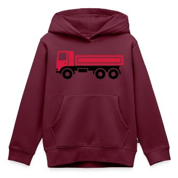 LKW, Kipper - Kinder Premium Organic Hoodie - Burgunderrot - Vorne - AI Model Kid Female (0cm)