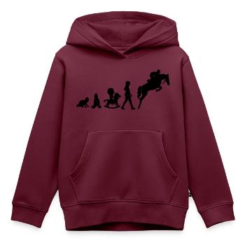 Evolution Springreiter - Kinder Premium Organic Hoodie - Burgunderrot - Vorne - AI Model Kid Female (0cm)