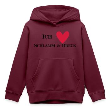 Ich liebe Schlamm & Dreck - Kinder Premium Organic Hoodie - Burgunderrot - Vorne - AI Model Kid Female (0cm)