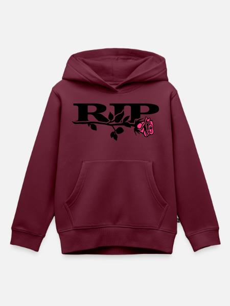 rip_mit_rose_2_2c - Kinder Premium Organic Hoodie - Burgunderrot