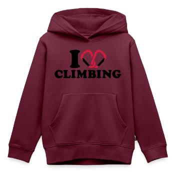 Klettern - Kinder Premium Organic Hoodie - Burgunderrot - Vorne - AI Model Kid Female (0cm)