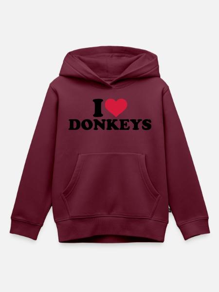 Esel - Kinder Premium Organic Hoodie - Burgunderrot
