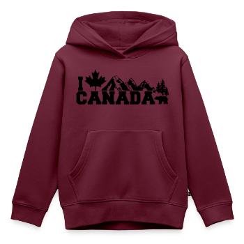 I Love Canada Leaf - Kinder Premium Organic Hoodie - Burgunderrot - Vorne - AI Model Kid Female (0cm)