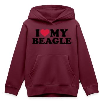 Beagle - Kinder Premium Organic Hoodie - Burgunderrot - Vorne - AI Model Kid Female (0cm)