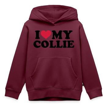 Collie - Kinder Premium Organic Hoodie - Burgunderrot - Vorne - AI Model Kid Female (0cm)