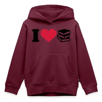 Bücher - Kinder Premium Organic Hoodie - Burgunderrot - Vorne - AI Model Kid Female (0cm)