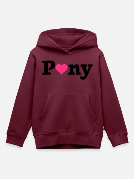 Pony Herz - Kinder Premium Organic Hoodie - Burgunderrot