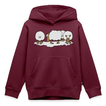 SCHAF Herde - Kinder Premium Organic Hoodie - Burgunderrot - Vorne - AI Model Kid Female (0cm)