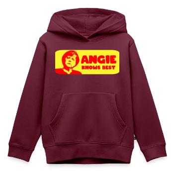 Angie knows best CDU Union Kanzlerin Angela Merkel - Kinder Premium Organic Hoodie - Burgunderrot - Vorne - AI Model Kid Female (0cm)