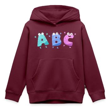 ABC das tanzende Alphabet - Kinder Premium Organic Hoodie - Burgunderrot - Vorne - AI Model Kid Female (0cm)