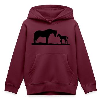 Pferde, Pferd & Fohlen - Kinder Premium Organic Hoodie - Burgunderrot - Vorne - AI Model Kid Female (0cm)
