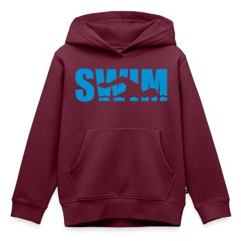 Schwimmen - Kinder Premium Organic Hoodie - Burgunderrot - Vorne - AI Model Kid Female (0cm)