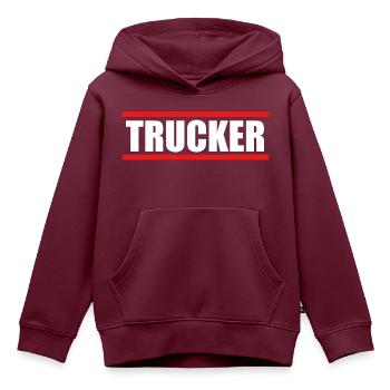 Trucker - LKW Fahrer - Kinder Premium Organic Hoodie - Burgunderrot - Vorne - AI Model Kid Female (0cm)