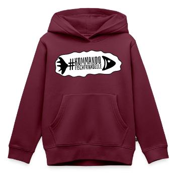 Kommando Fischfrikadelle - Logo weiß - Kinder Premium Organic Hoodie - Burgunderrot - Vorne - AI Model Kid Female (0cm)