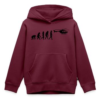Hubschrauber Pilot Evolution Steinzeit - Kinder Premium Organic Hoodie - Burgunderrot - Vorne - AI Model Kid Female (0cm)
