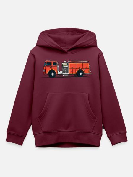 Feuerwehrauto - Kinder Premium Organic Hoodie - Burgunderrot