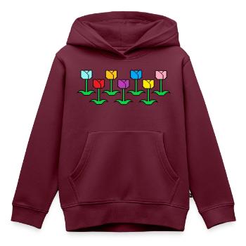 Blumenwiese - Kinder Premium Organic Hoodie - Burgunderrot - Vorne - AI Model Kid Female (0cm)