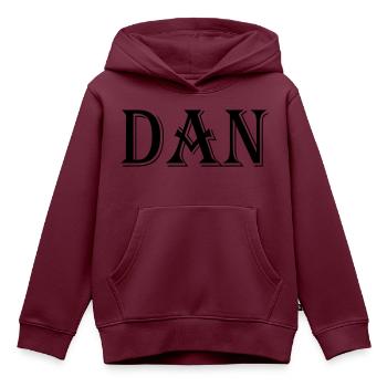 dan - Kinder Premium Organic Hoodie - Burgunderrot - Vorne - AI Model Kid Female (0cm)