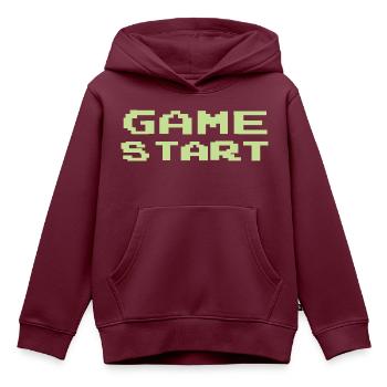 Game Start - Kinder Premium Organic Hoodie - Burgunderrot - Vorne - AI Model Kid Female (0cm)
