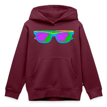 Neonbrille Trippy Techno Color - Kinder Premium Organic Hoodie - Burgunderrot - Vorne - AI Model Kid Female (0cm)