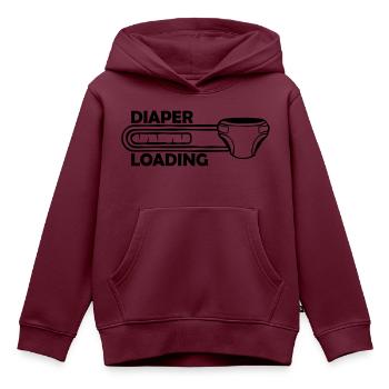 Windel Diaper Loading - Kinder Premium Organic Hoodie - Burgunderrot - Vorne - AI Model Kid Female (0cm)