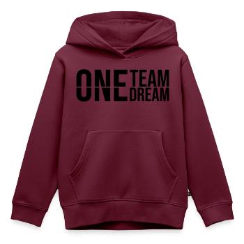 Motto One Team - Kinder Premium Organic Hoodie - Burgunderrot - Vorne - AI Model Kid Female (0cm)