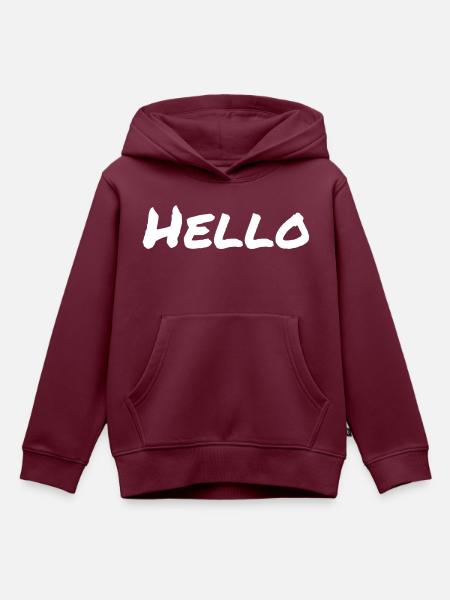 Hello - Kinder Premium Organic Hoodie - Burgunderrot