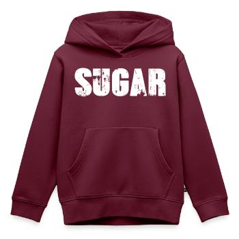 sugar,schrift,weiss, stencil - Kinder Premium Organic Hoodie - Burgunderrot - Vorne - AI Model Kid Female (0cm)