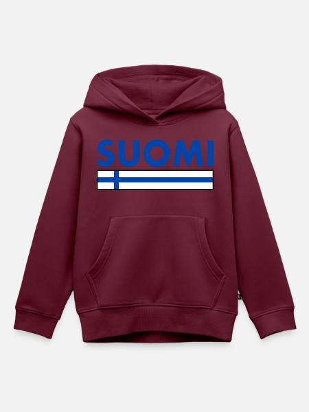 Suomi - Kinder Premium Organic Hoodie - Burgunderrot