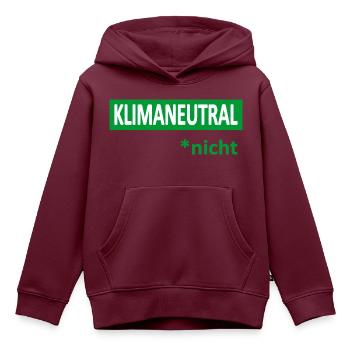 Klimaneutral*nicht-Satire-Humor-Ironie-Klima - Kinder Premium Organic Hoodie - Burgunderrot - Vorne - AI Model Kid Female (0cm)