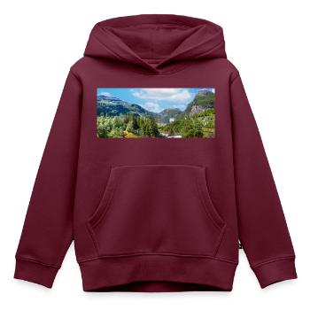 Geiranger panorama Storseterfossen Norwegen - Kinder Premium Organic Hoodie - Burgunderrot - Vorne - AI Model Kid Female (0cm)