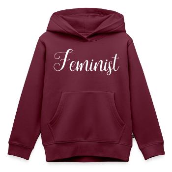 emanzipation feminin lustiger spruch spaß cool - Kinder Premium Organic Hoodie - Burgunderrot - Vorne - AI Model Kid Female (0cm)