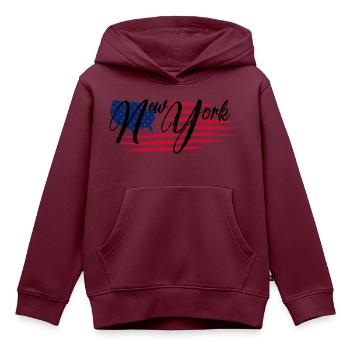 New York - Kinder Premium Organic Hoodie - Burgunderrot - Vorne - AI Model Kid Female (0cm)