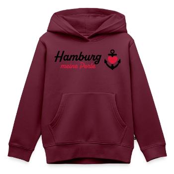 Hamburg Perle schwarz - Kinder Premium Organic Hoodie - Burgunderrot - Vorne - AI Model Kid Female (0cm)