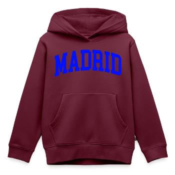 madrid - Kinder Premium Organic Hoodie - Burgunderrot - Vorne - AI Model Kid Female (0cm)