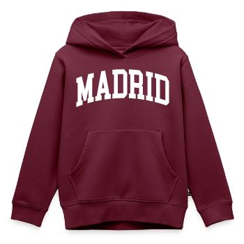 madrid - Kinder Premium Organic Hoodie - Burgunderrot - Vorne - AI Model Kid Female (0cm)