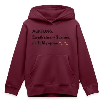 Zweibeiner-Scanner; Hund ist Menschenkenner - Kinder Premium Organic Hoodie - Burgunderrot - Vorne - AI Model Kid Female (0cm)